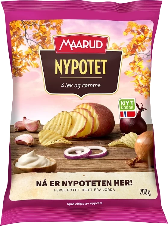 Potetgull Nypotet 4 Løk&Rømme 200g Maarud
