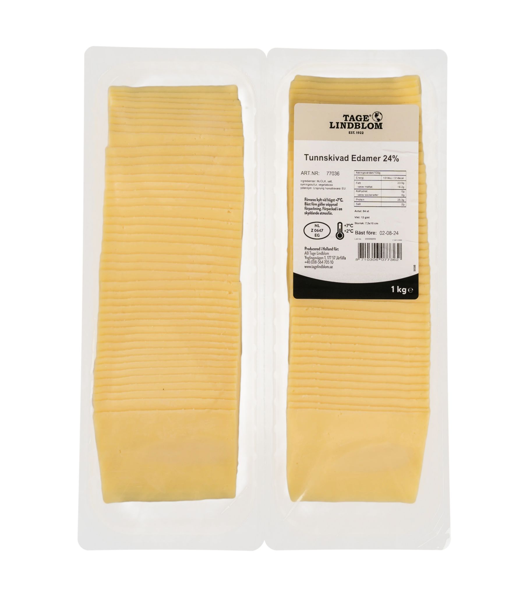 Tunnskivad Edamer 24%, 84x12 g