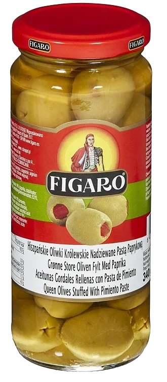 Oliven grønn m/paprika store 340g