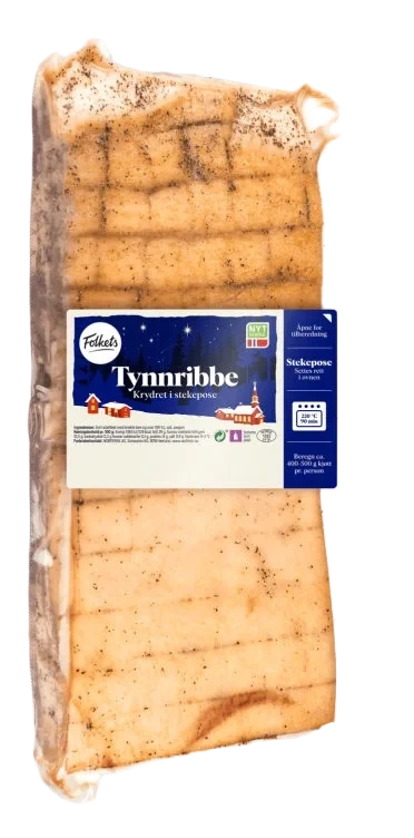 Svin Tynnribbe Krydret Ca1,1kg Folkets