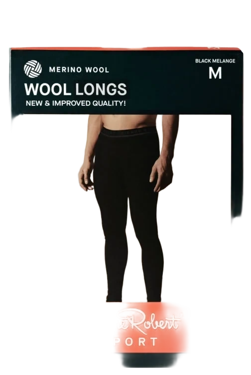 Wool Longs Sport Black Melange L Pierre-Robert
