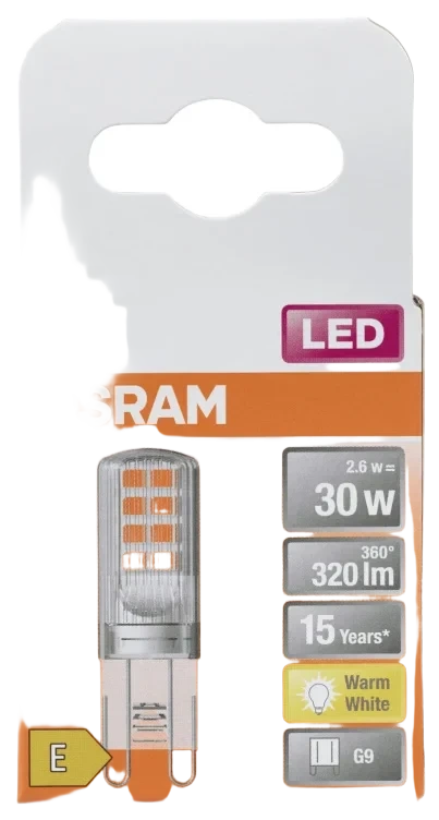Lyspære Led Pin 30 Klar G9 Osram