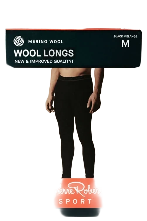 Wool Longs Sport Black Melange M Pierre-Robert