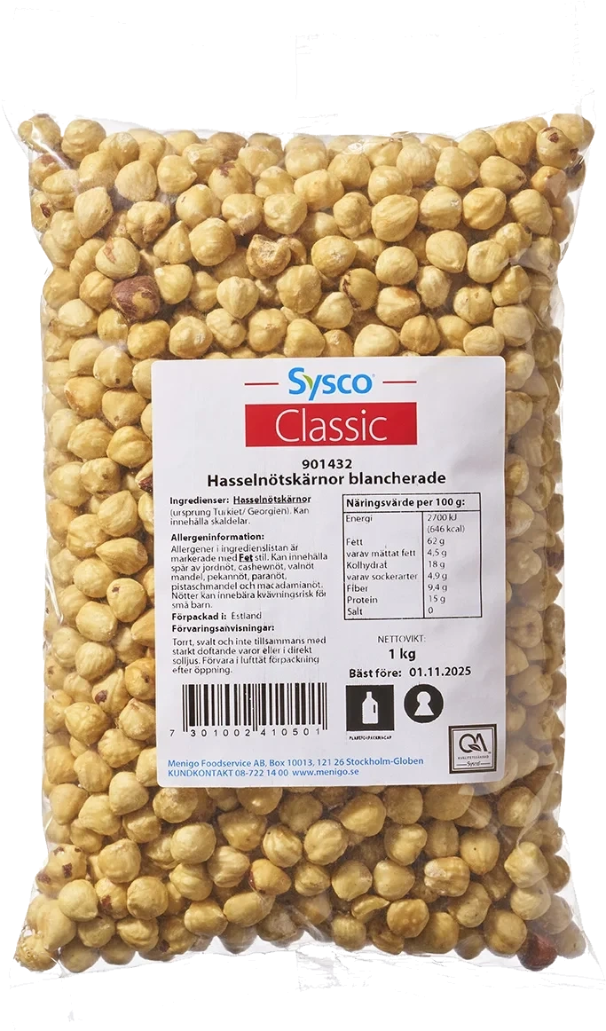 Hasselnötskärnor Blancherade