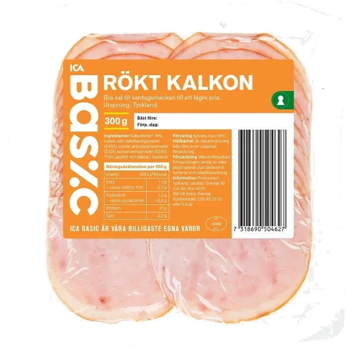 Rökt Kalkon 300g ICA Basic