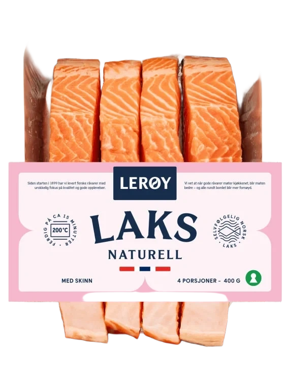 Laks Porsjoner m/Skinn 4x100g Lerøy