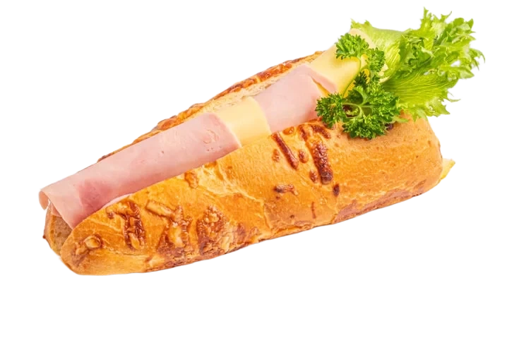 Ostebaguette m/ ost & skinke