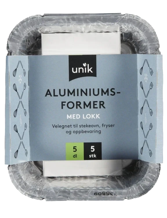 Aluminiumsform m/Lokk 0,5l 5pk Unik