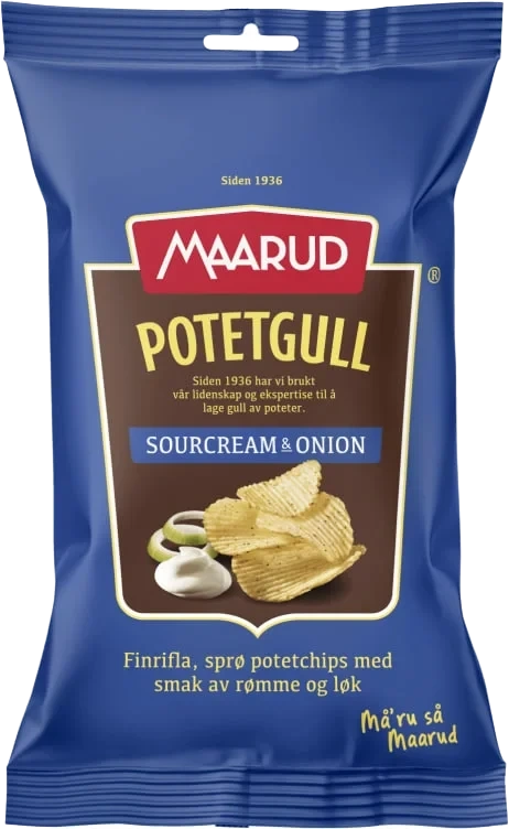 Potetgull Sour Cream 40g Maarud Hel Kartong 20stk