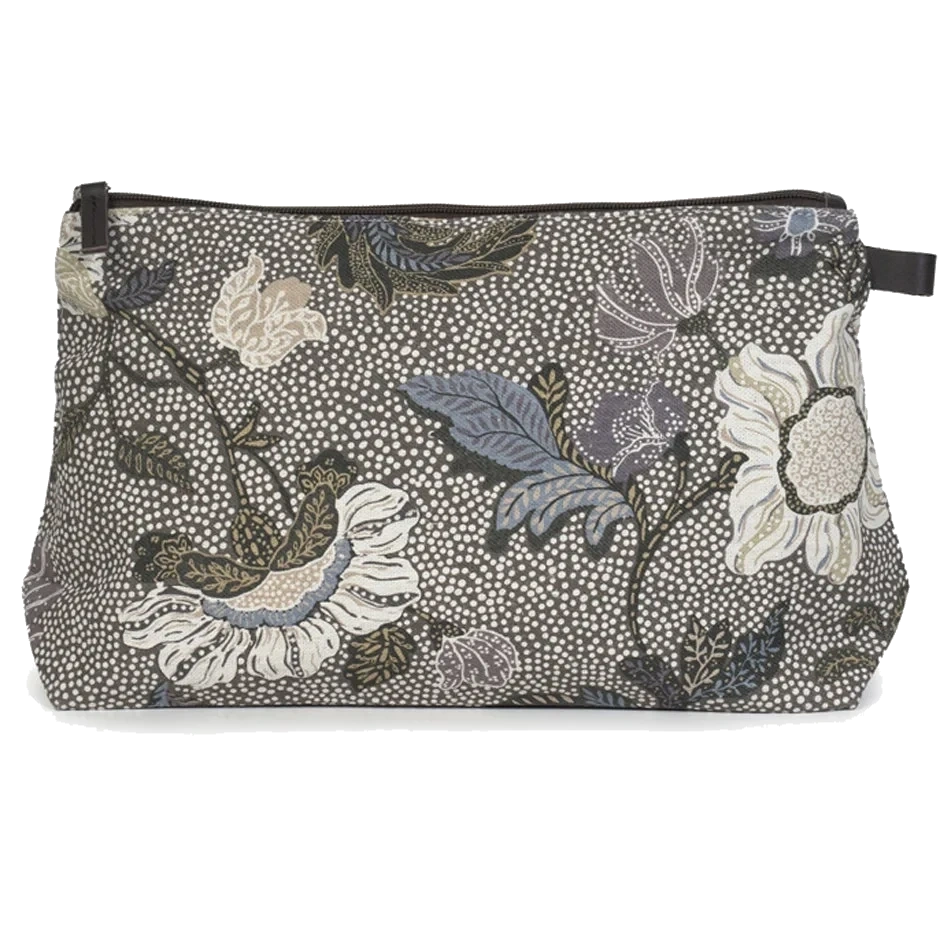 Ceannis Cosmetic Small Khaki Flower Linen