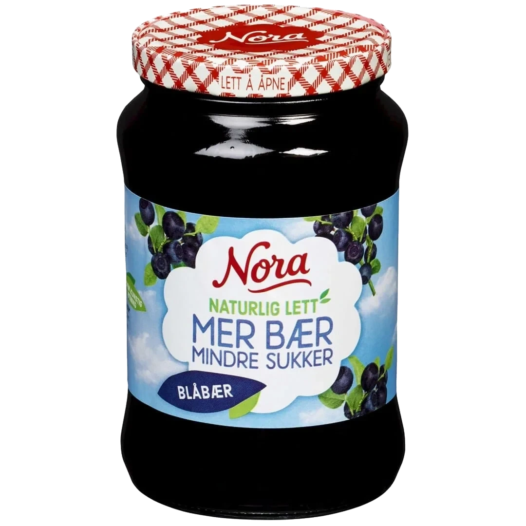 Nora Blåbær Mindre Sukker 540g