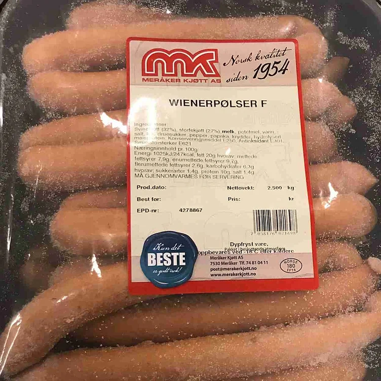Wienerpølser røkte    2,5kg