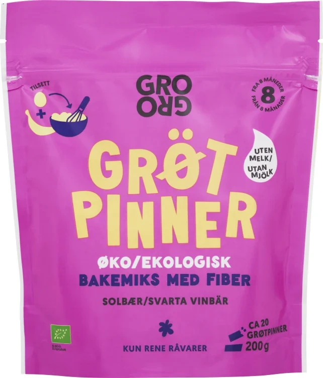 Grøtpinner med Havre og Solbær 200g Grogro