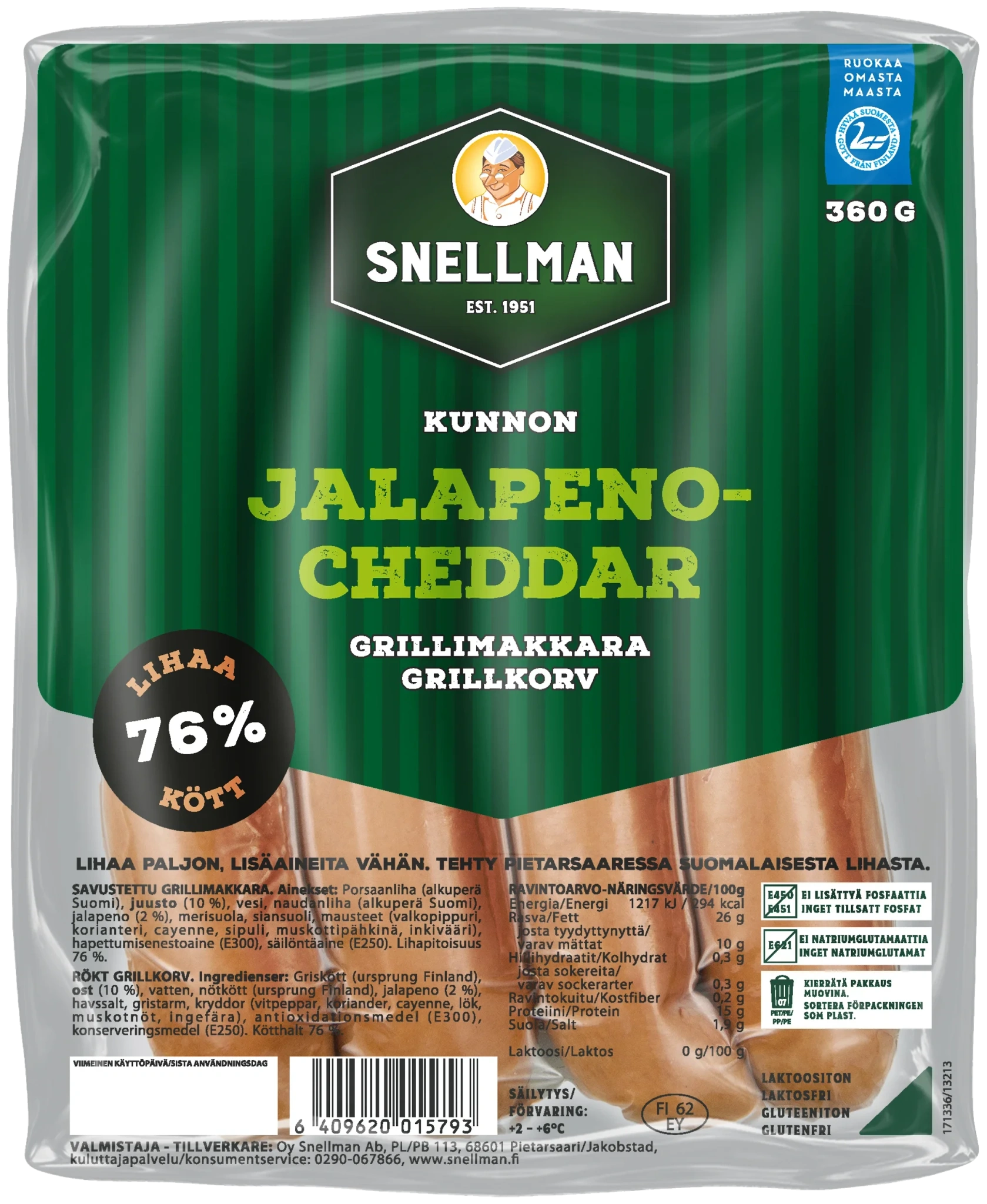 Jalapeno-cheddar grillkorv