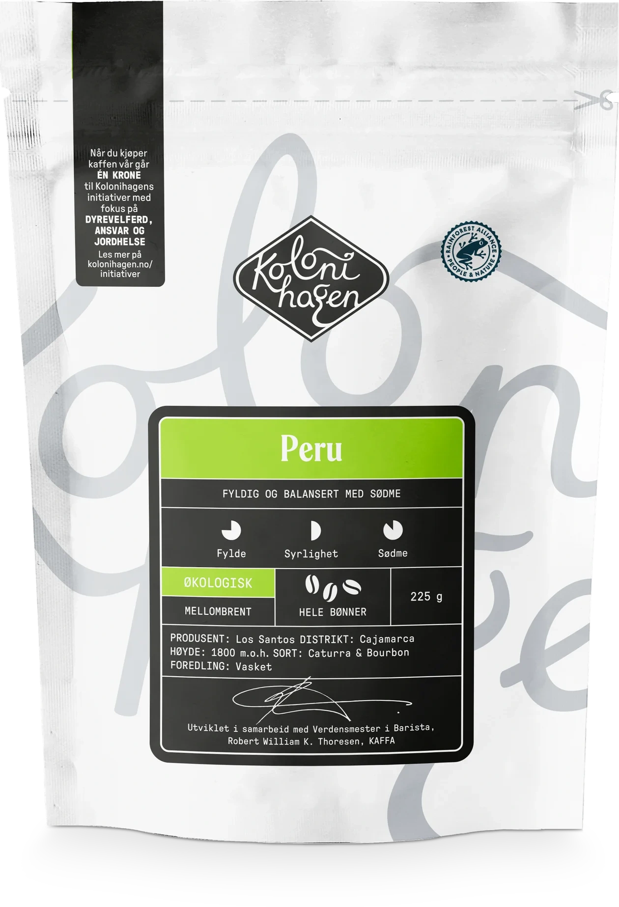 Hele kaffe&shy;bønner fra Peru