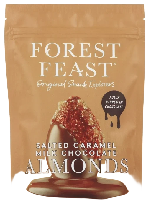 Forest Feast Melkesjokolade, Saltet Karamell Mandler 120g