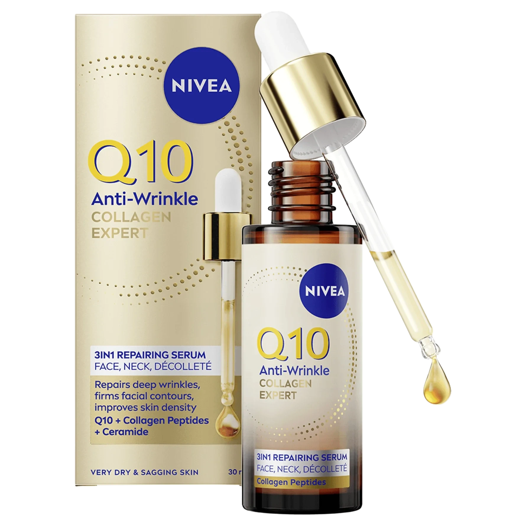 Nivea Serum Q10 Anti-Wrinkle Collagen Expert 3in1 Repairing Serum 30 ml