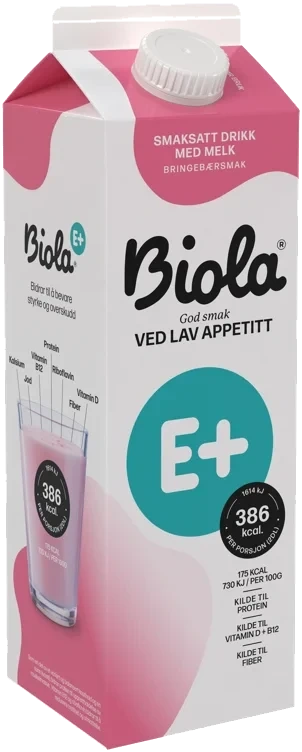 Biola E+ Plussdrikk Bringebærsmak 1l