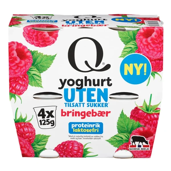 Yoghurt Bringebær uten 4x125g Q