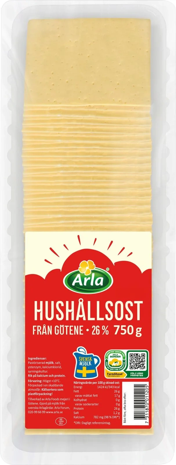 Götene Hushållsost skivad ost 26%
