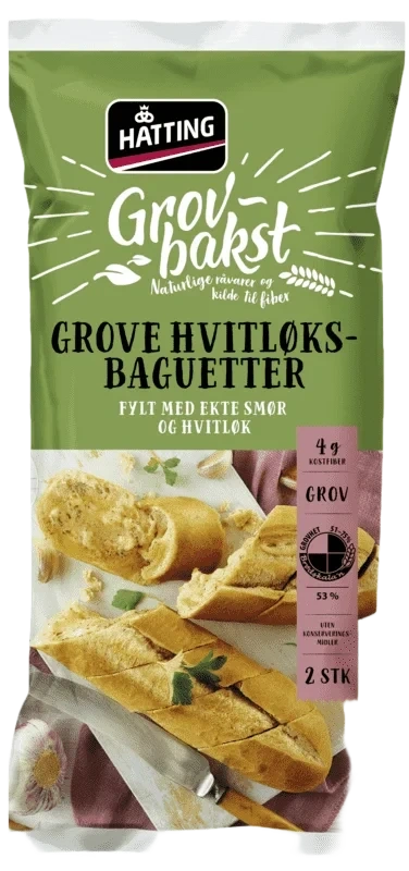 Grove Hvitløksbaguetter 2stk 350g