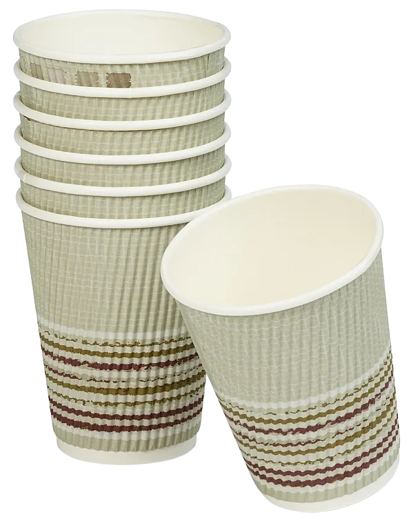 Pappbeger triple wall stripe 35cl  30stk