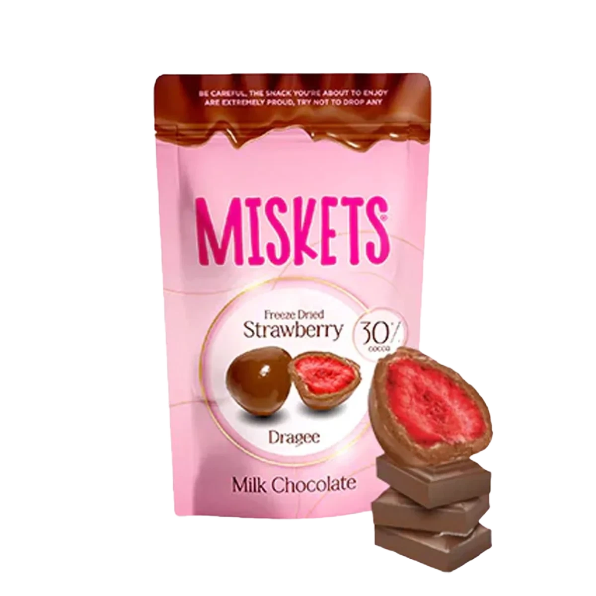 Miskets Milk Chocolate Coated Freeze Dried Strawberry 80g