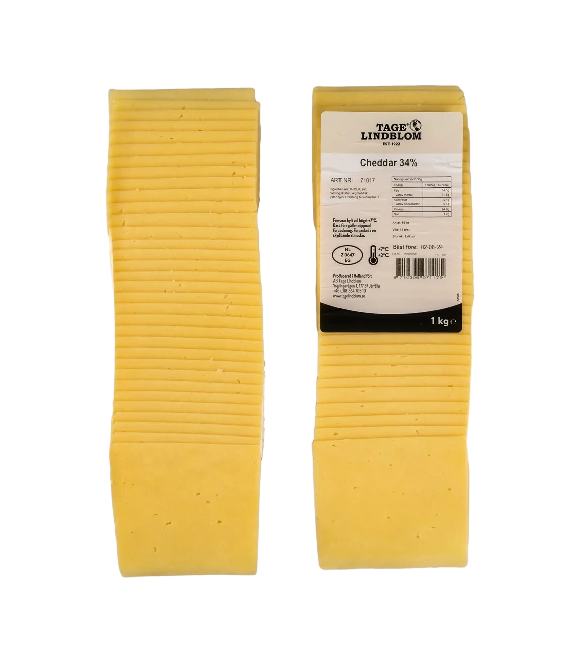 Skivad Cheddar 34%, 66x15g