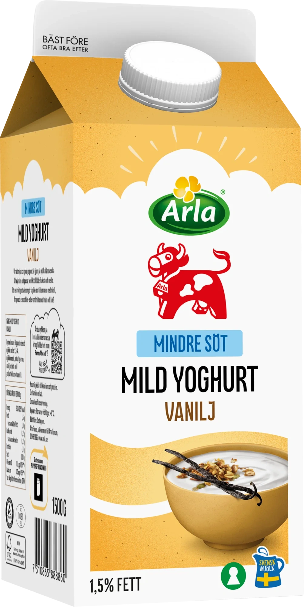 Mild yoghurt vanilj lättsockrad 1.5%