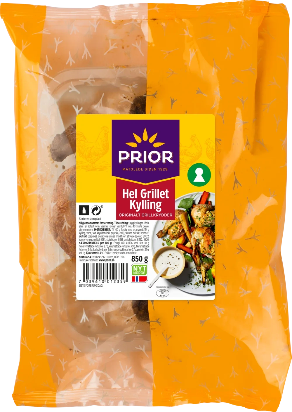 PRIOR Hel Grillet Kylling 850g