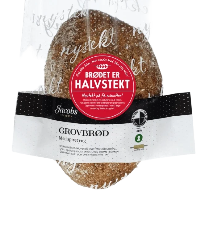 Grovbrød m/Rug Halvstekt Ca720g Jacobs Utvalgte