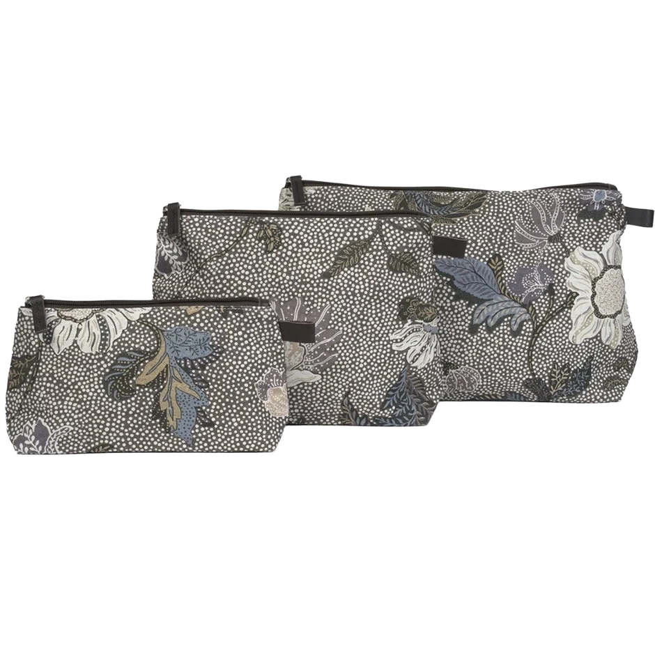 Ceannis Cosmetic Medium Khaki Flower Linen
