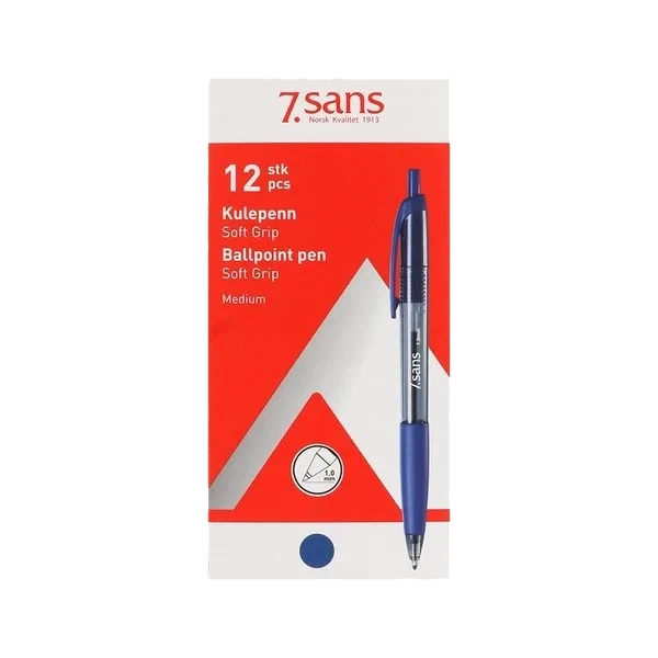Softgrip Kulepenn - Blå Medium (Kartong 12 stk)