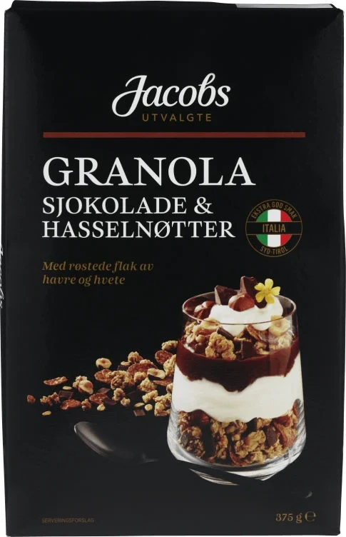 Granola Sjokolade &nøtter 375g Jacobs Utvalgte