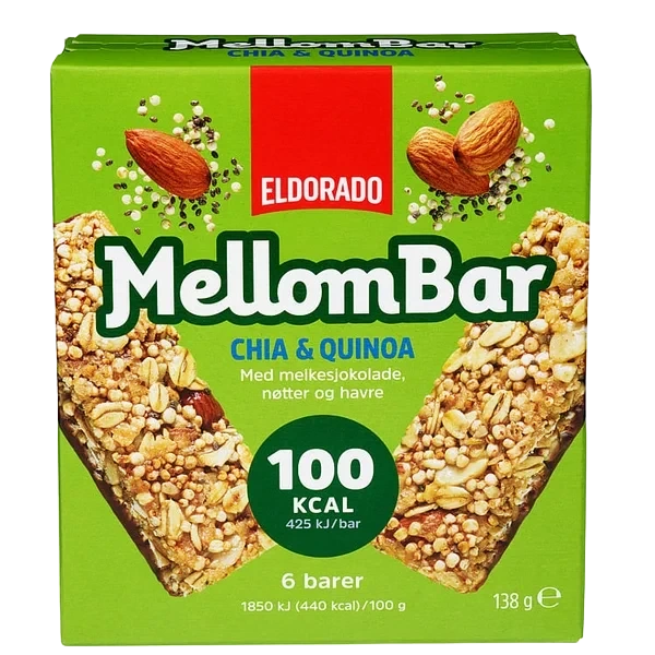 Mellombar Chia,Quinoa&Nøtter 138g Eldorado