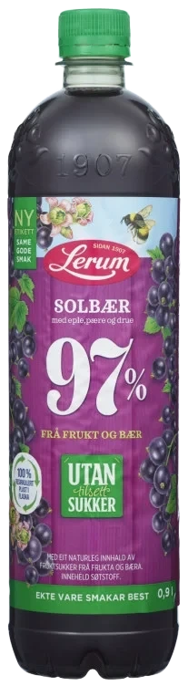 Solbærsaft Utan Tilsett Sukker 0.9l