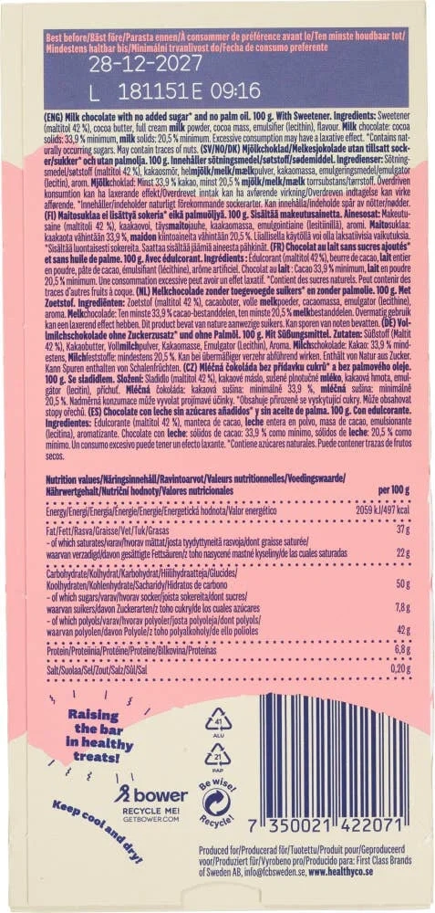 HEALTHYCO Melkesjokolade