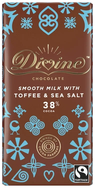 Milk chocolate with toffee & sea salt fairtrade    90g