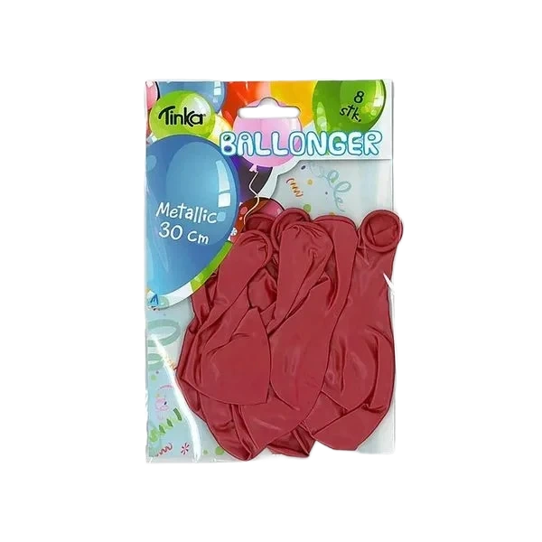 Ballonger 8pk - 30cm - Metallic Rød