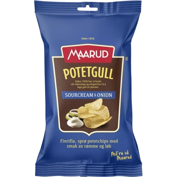 Potetgull Sour Cream 40g Maarud Hel Kartong 20stk