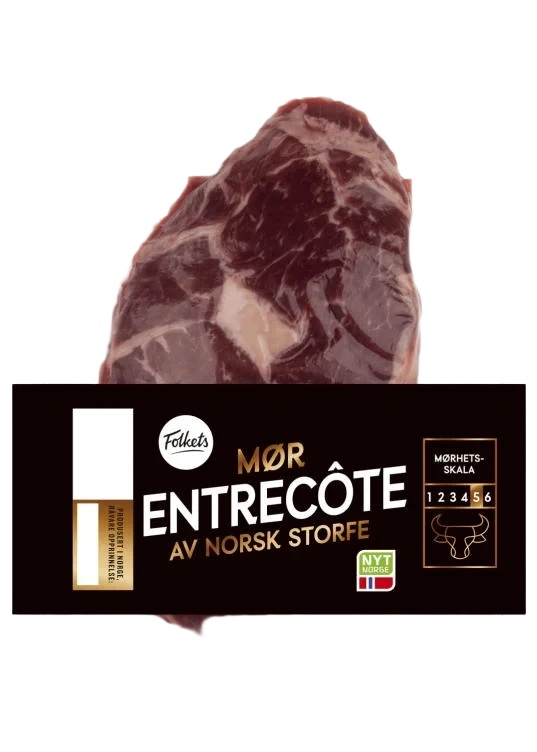Storfe Entrecote skivet Ca350g Folkets