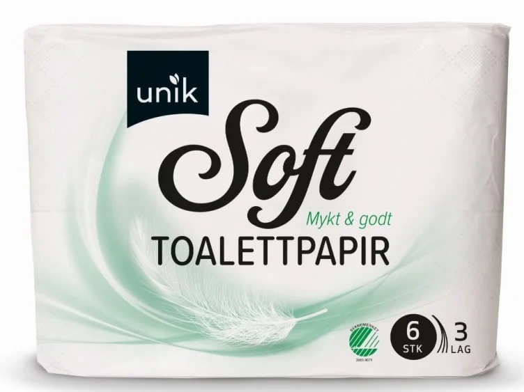 Toalettpapir Soft i Papiremballasje 6rl Unik