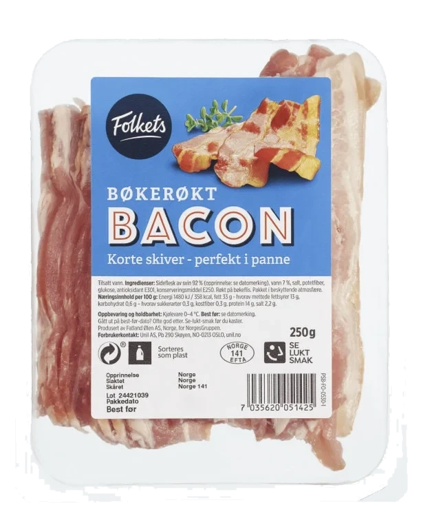 Bacon Bøkerøkt skivet 250g Folkets