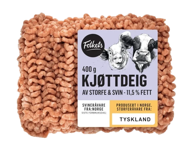 Kjøttdeig Storfe&Svin 400g Folkets