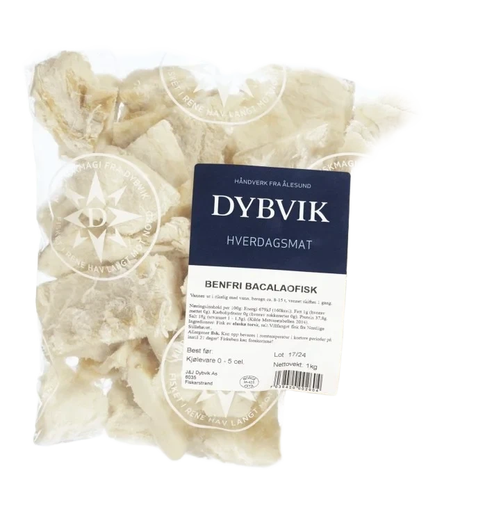 Klippfisk i Biter Benfri 1kg Dybvik
