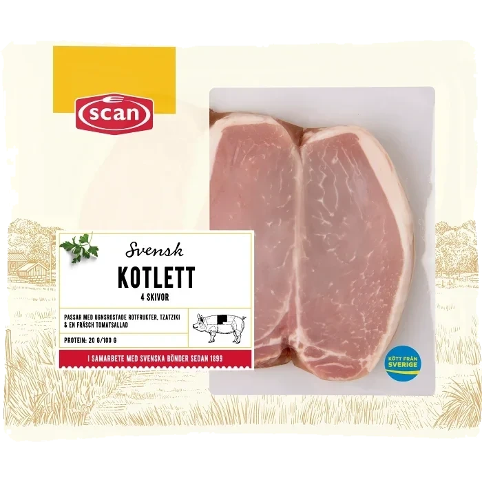 Fläskkotlett Färsk Skivad Benfri 600g Scan