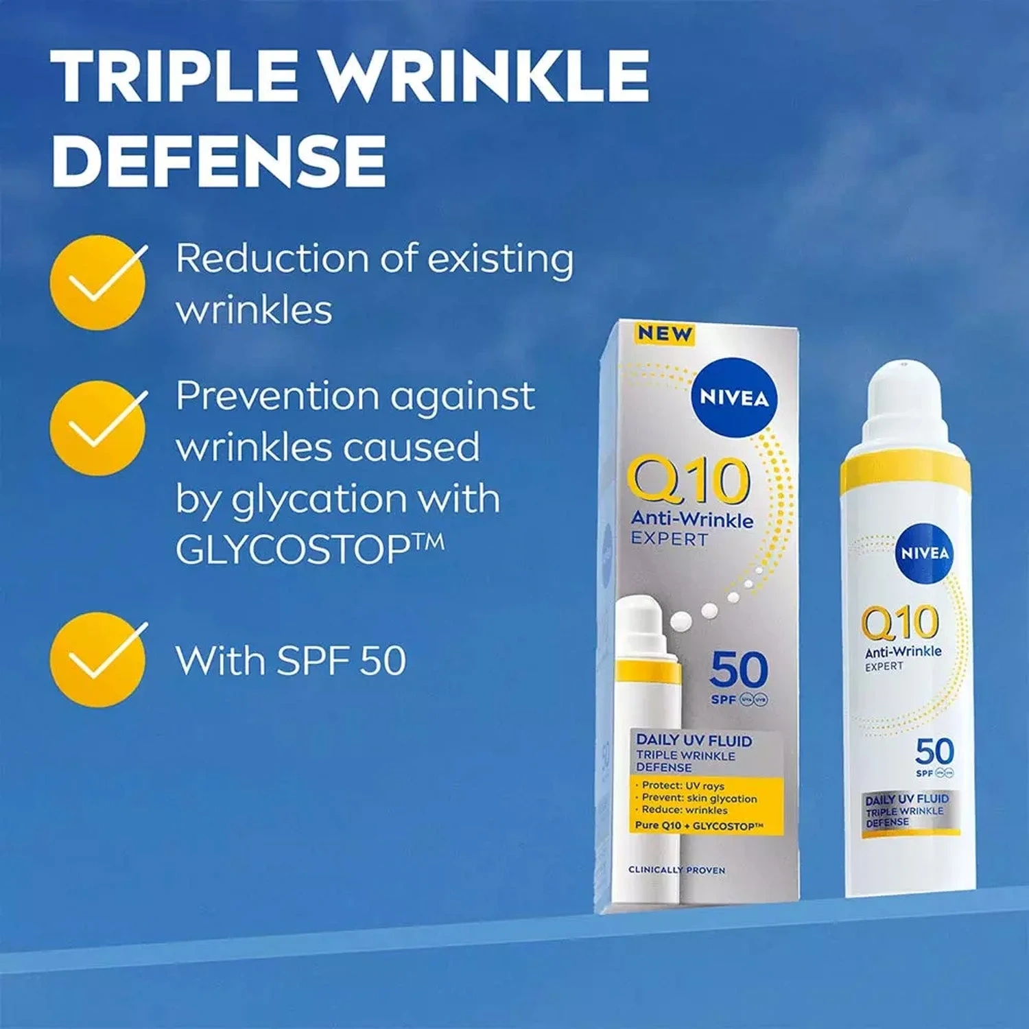 NIVEA Q10 Anti-Wrinkle Expert Daily UV Fluid SPF50