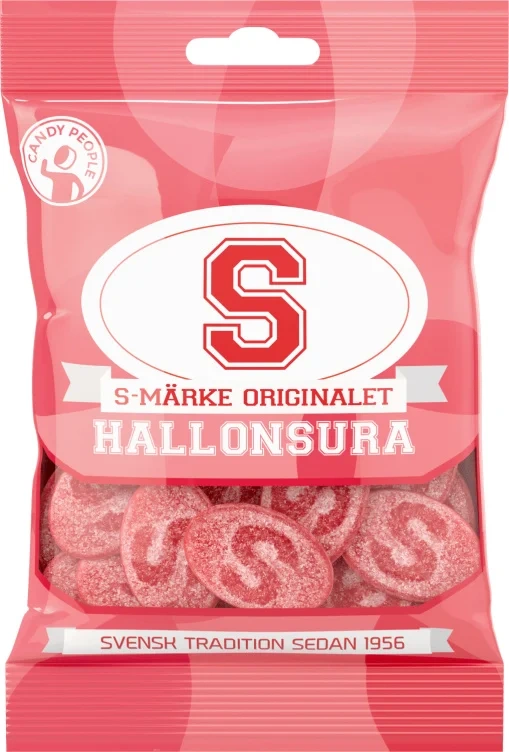 S-märke Hallonsura Sur Gele m/Smak av Bringebær 80g