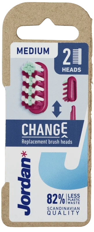 Jordan Tannbørste Change Refill Medium 2pk