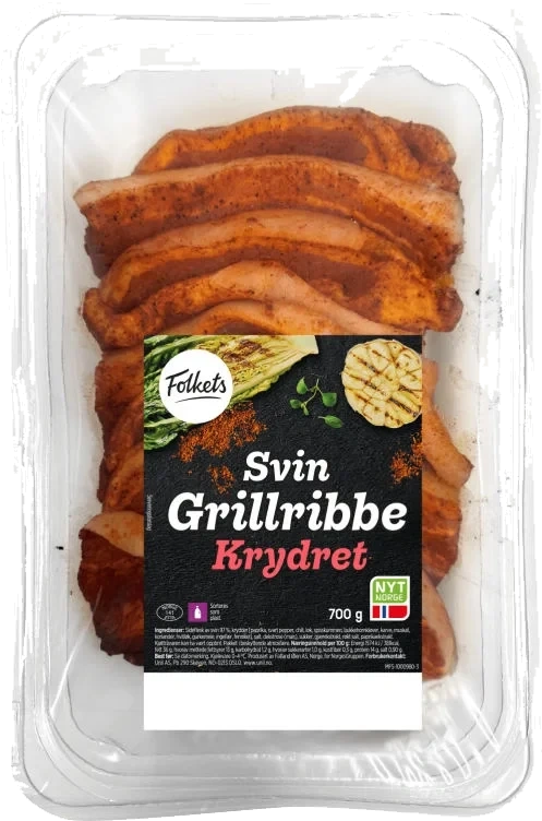 Svin Grillribbe Krydret 700g Folkets